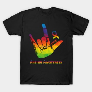 Love Needs No Words Autism Awareness Hand Sign T-Shirt